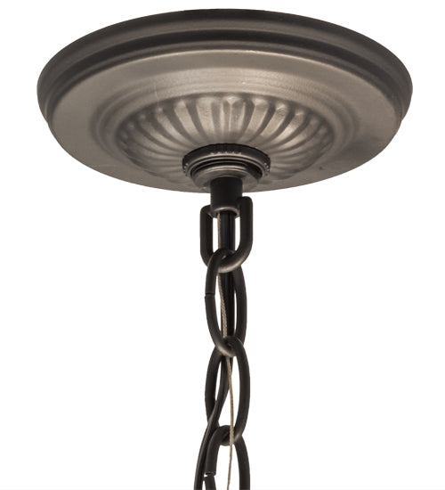 Meyda Lighting Tiffany Candice 22" 6-Light Solar Black Inverted Pendant Light With Multi-Colored Shade Glass