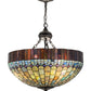 Meyda Lighting Tiffany Candice 22" 6-Light Solar Black Inverted Pendant Light With Multi-Colored Shade Glass