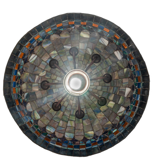 Meyda Lighting Tiffany Candice 22" 9-Light Mahogany Bronze Pendant Light With Multi-Colored Shade Glass