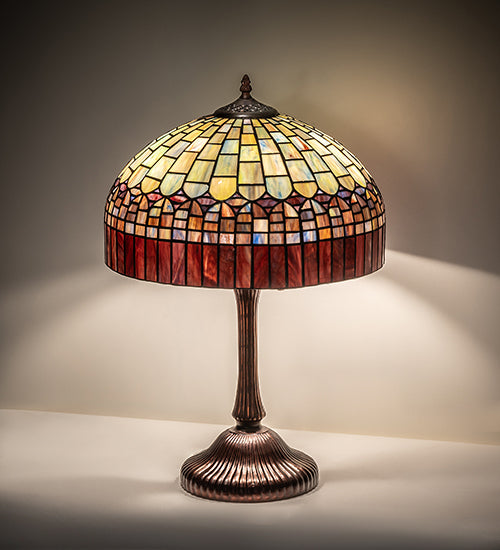 Meyda Lighting Tiffany Candice 23" 2-Light Mahogany Bronze Table Lamp With Multi-Colored Stained Shade Glass