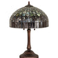 Meyda Lighting Tiffany Candice 23" 2-Light Mahogany Bronze Table Lamp With Multi-Colored Stained Shade Glass
