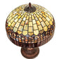 Meyda Lighting Tiffany Candice 23" 2-Light Mahogany Bronze Table Lamp With Multi-Colored Stained Shade Glass