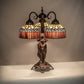 Meyda Lighting Tiffany Candice 23" 3-Light Mahogany Bronze Table Lamp With Multi-Colored Shade Glass