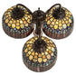 Meyda Lighting Tiffany Candice 23" 3-Light Mahogany Bronze Table Lamp With Multi-Colored Shade Glass