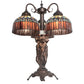 Meyda Lighting Tiffany Candice 23" 3-Light Mahogany Bronze Table Lamp With Multi-Colored Shade Glass