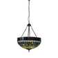 Meyda Lighting Tiffany Candice 232779 22" 3-Light Mahogany Bronze Inverted Pendant Light With Multi-Colored Shade Glass