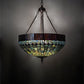 Meyda Lighting Tiffany Candice 232779 22" 3-Light Mahogany Bronze Inverted Pendant Light With Multi-Colored Shade Glass