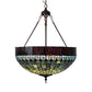 Meyda Lighting Tiffany Candice 232779 22" 3-Light Mahogany Bronze Inverted Pendant Light With Multi-Colored Shade Glass