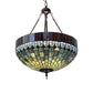 Meyda Lighting Tiffany Candice 232779 22" 3-Light Mahogany Bronze Inverted Pendant Light With Multi-Colored Shade Glass