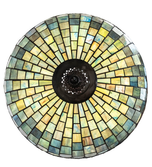 Meyda Lighting Tiffany Candice 232779 22" 3-Light Mahogany Bronze Inverted Pendant Light With Multi-Colored Shade Glass