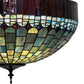 Meyda Lighting Tiffany Candice 232779 22" 3-Light Mahogany Bronze Inverted Pendant Light With Multi-Colored Shade Glass