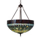 Meyda Lighting Tiffany Candice 232779 22" 3-Light Mahogany Bronze Inverted Pendant Light With Multi-Colored Shade Glass