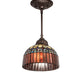 Meyda Lighting Tiffany Candice 244872 8" Mahogany Bronze Mini Pendant Light With Multi-Colored Shade Glass
