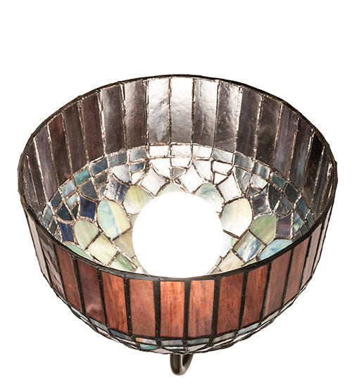 Meyda Lighting Tiffany Candice 245445 8" Mahogany Bronze Wall Sconce With Multi-Colored Shade Glass