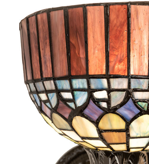 Meyda Lighting Tiffany Candice 245445 8" Mahogany Bronze Wall Sconce With Multi-Colored Shade Glass