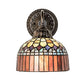Meyda Lighting Tiffany Candice 250016 8" Mahogany Bronze Wall Sconce With Multi-Colored Shade Glass
