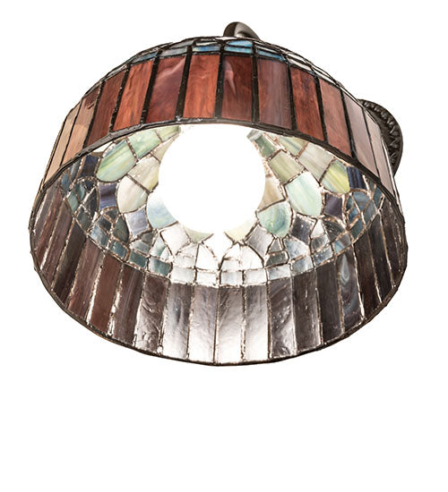 Meyda Lighting Tiffany Candice 250016 8" Mahogany Bronze Wall Sconce With Multi-Colored Shade Glass