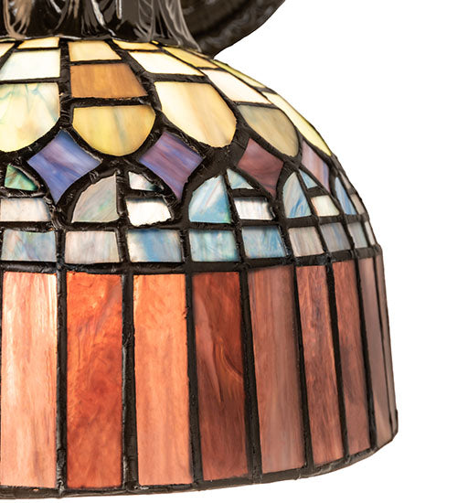 Meyda Lighting Tiffany Candice 250016 8" Mahogany Bronze Wall Sconce With Multi-Colored Shade Glass