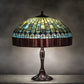 Meyda Lighting Tiffany Candice 26" 3-Light Mahogany Bronze Table Lamp With Multi-Colored Shade Glass