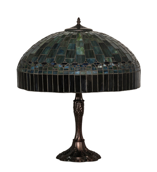 Meyda Lighting Tiffany Candice 26" 3-Light Mahogany Bronze Table Lamp With Multi-Colored Shade Glass