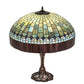 Meyda Lighting Tiffany Candice 26" 3-Light Mahogany Bronze Table Lamp With Multi-Colored Shade Glass
