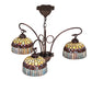 Meyda Lighting Tiffany Candice 28" 3-Light Mahogany Bronze Chandelier With Multi-Colored Shade Glass