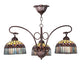 Meyda Lighting Tiffany Candice 28" 3-Light Mahogany Bronze Chandelier With Multi-Colored Shade Glass