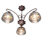 Meyda Lighting Tiffany Candice 28" 3-Light Mahogany Bronze Chandelier With Multi-Colored Shade Glass