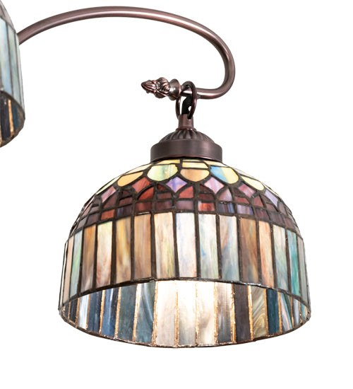 Meyda Lighting Tiffany Candice 28" 3-Light Mahogany Bronze Chandelier With Multi-Colored Shade Glass