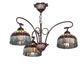 Meyda Lighting Tiffany Candice 28" 3-Light Mahogany Bronze Chandelier With Multi-Colored Shade Glass