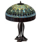 Meyda Lighting Tiffany Candice 30" 3-Light Mahogany Bronze Table Lamp With Green & Ruby Shade Glass