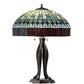 Meyda Lighting Tiffany Candice 30" 3-Light Mahogany Bronze Table Lamp With Green & Ruby Shade Glass