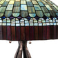 Meyda Lighting Tiffany Candice 30" 3-Light Mahogany Bronze Table Lamp With Green & Ruby Shade Glass