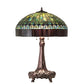 Meyda Lighting Tiffany Candice 31" 3-Light Mahogany Bronze Table Lamp With Green & Violet Shade Glass