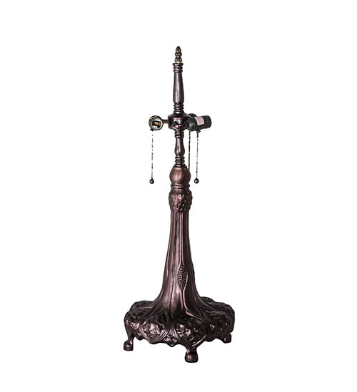 Meyda Lighting Tiffany Candice 31" 3-Light Mahogany Bronze Table Lamp With Green & Violet Shade Glass