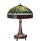 Meyda Lighting Tiffany Candice 31" 3-Light Mahogany Bronze Table Lamp With Green & Violet Shade Glass