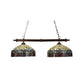 Meyda Lighting Tiffany Candice 39" 2-Light Mahogany Bronze Island Pendant Light With Multi-Colored Shade Glass