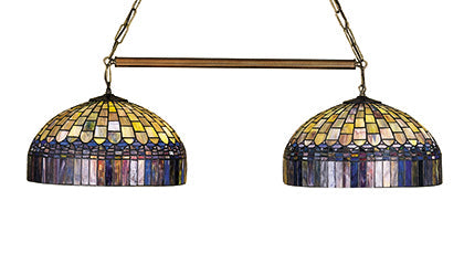 Meyda Lighting Tiffany Candice 42" 6-Light Mahogany Bronze Island Pendant Light With Multi-Colored Shade Glass