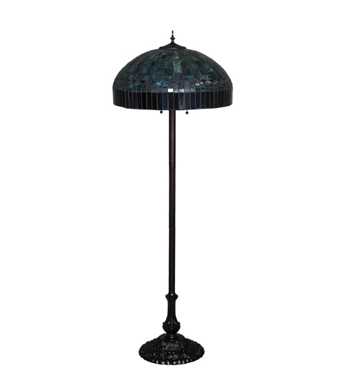 Meyda Lighting Tiffany Candice 62" 3-Light Mahogany Bronze Floor Lamp With Brown & Green Shade Glass