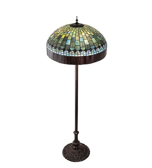 Meyda Lighting Tiffany Candice 62" 3-Light Mahogany Bronze Floor Lamp With Brown & Green Shade Glass