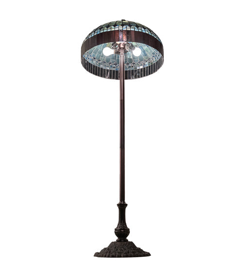 Meyda Lighting Tiffany Candice 62" 3-Light Mahogany Bronze Floor Lamp With Brown & Green Shade Glass