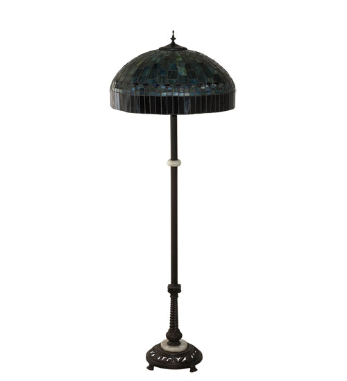 Meyda Lighting Tiffany Candice 62" 3-Light Mahogany Bronze Floor Lamp With Green & Ruby Shade Glass