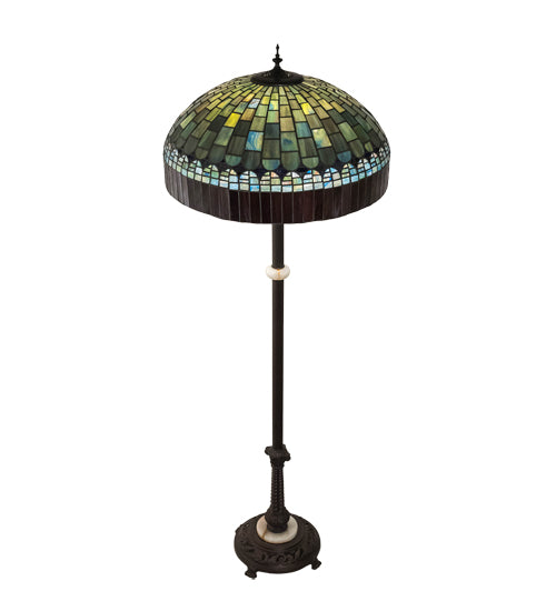 Meyda Lighting Tiffany Candice 62" 3-Light Mahogany Bronze Floor Lamp With Green & Ruby Shade Glass