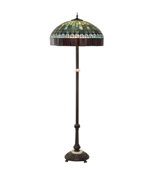 Meyda Lighting Tiffany Candice 62" 3-Light Mahogany Bronze Floor Lamp With Green & Ruby Shade Glass