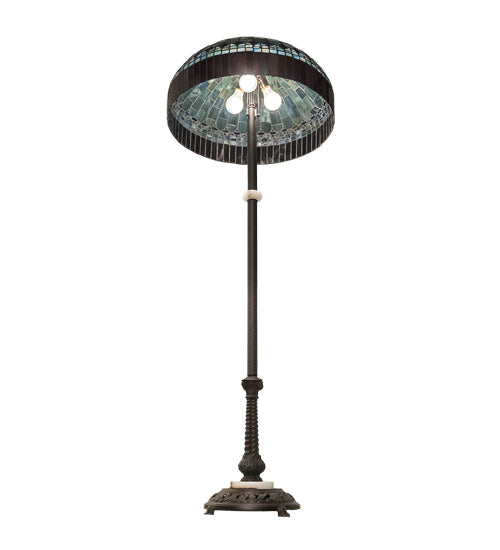 Meyda Lighting Tiffany Candice 62" 3-Light Mahogany Bronze Floor Lamp With Green & Ruby Shade Glass