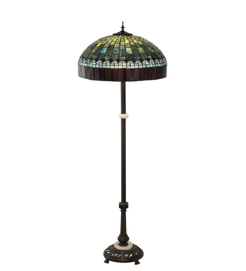 Meyda Lighting Tiffany Candice 62" 3-Light Mahogany Bronze Floor Lamp With Green & Ruby Shade Glass