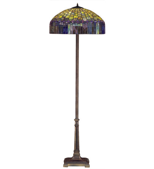 Meyda Lighting Tiffany Candice 65" 2-Light Mahogany Bronze Floor Lamp With Multi-Colored Shade Glass