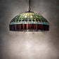 Meyda Lighting Tiffany Candice 68656 22" 3-Light Mahogany Bronze Pendant Light With Multi-Colored Shade Glass