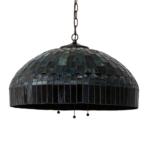 Meyda Lighting Tiffany Candice 68656 22" 3-Light Mahogany Bronze Pendant Light With Multi-Colored Shade Glass