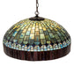 Meyda Lighting Tiffany Candice 68656 22" 3-Light Mahogany Bronze Pendant Light With Multi-Colored Shade Glass